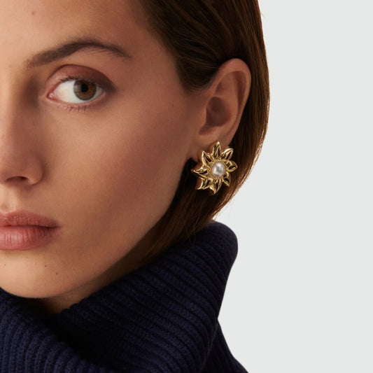 Pendientes Largos SOL N.13 (Dorado/Perla)