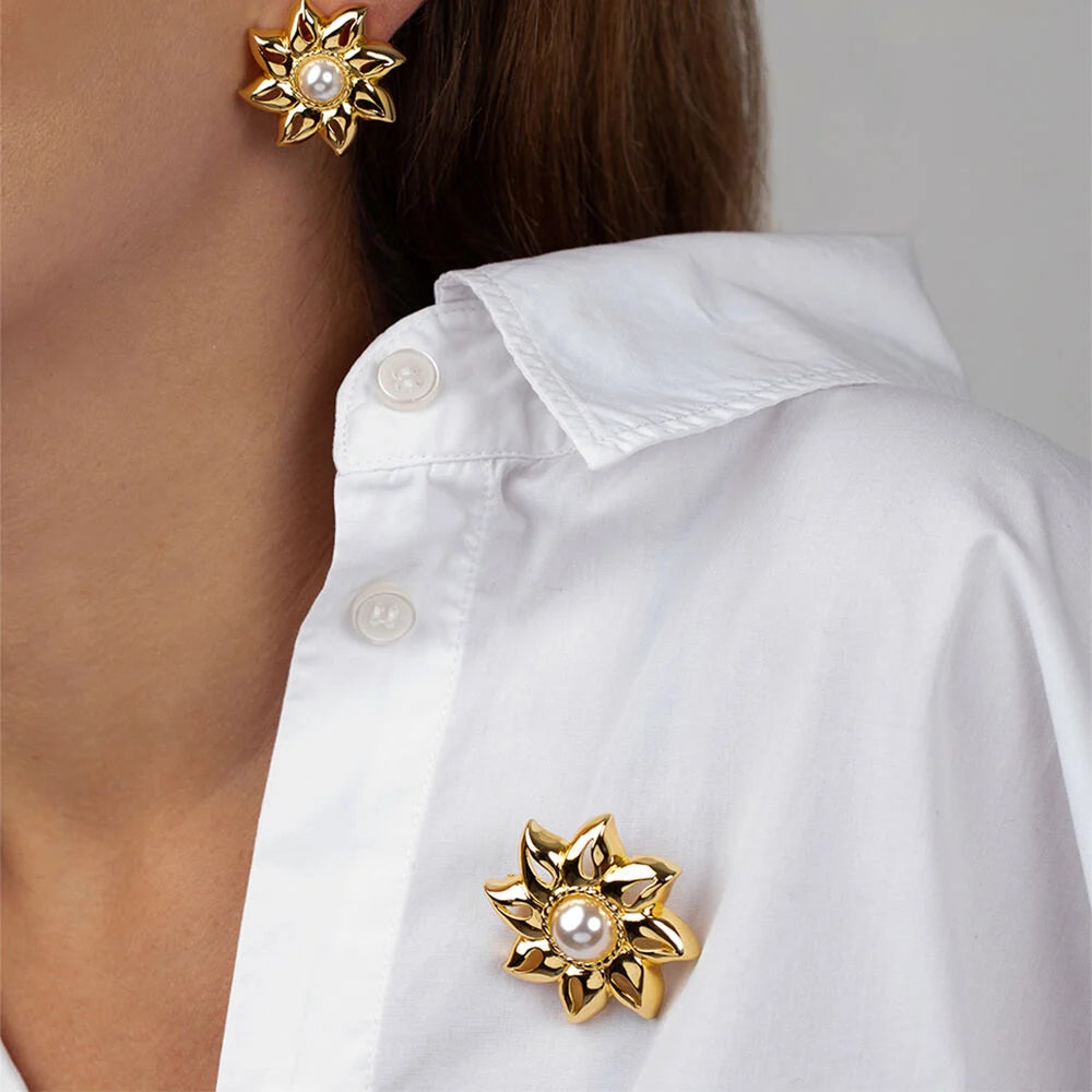 Pendientes Largos SOL N.13 (Dorado/Perla)