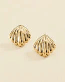 Agatha - Pendientes Largos Concha grandes Dorados