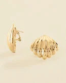 Agatha - Pendientes Largos Concha grandes Dorados