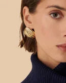 Agatha - Pendientes Largos Concha grandes Dorados