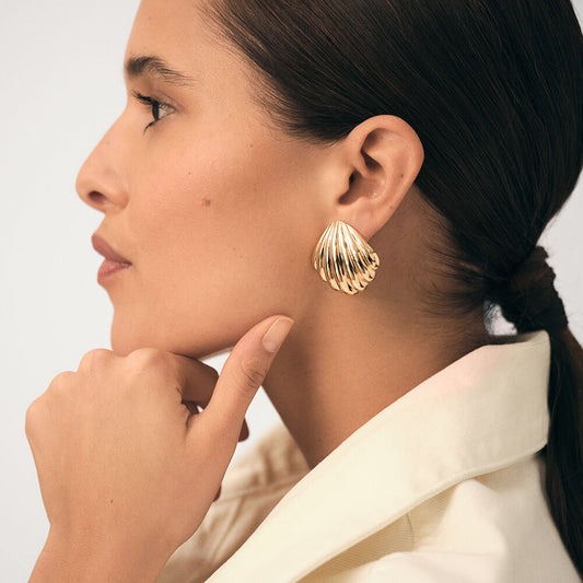 Pendientes Largos Concha grandes Dorados