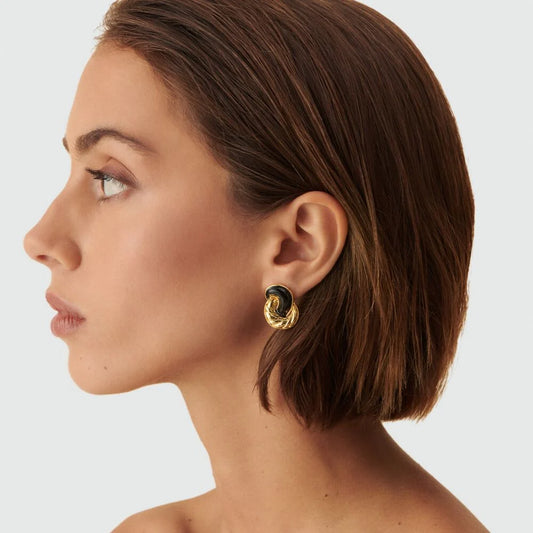 Pendientes Largos N.13 (Negro/Dorado)