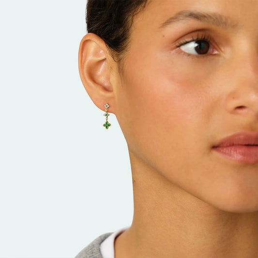 Pendientes largos BELOVED Verde / Dorado