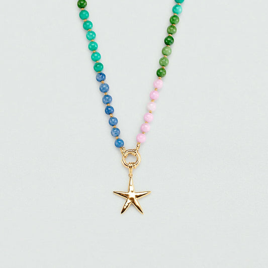 Collar corto TIARE jade tono verdes y estrella de mar