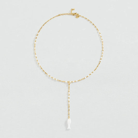 Collar largo CALMA Blanco / Oro