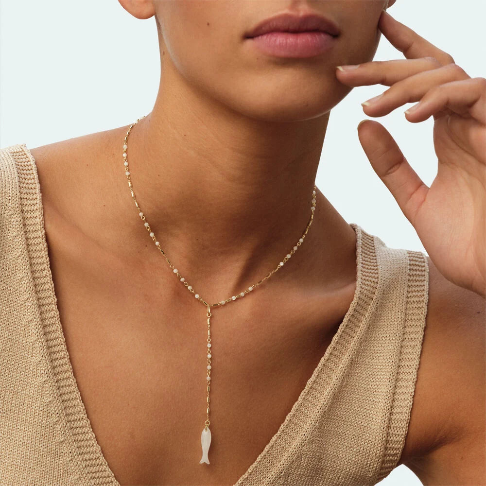 Collar largo CALMA Blanco / Oro