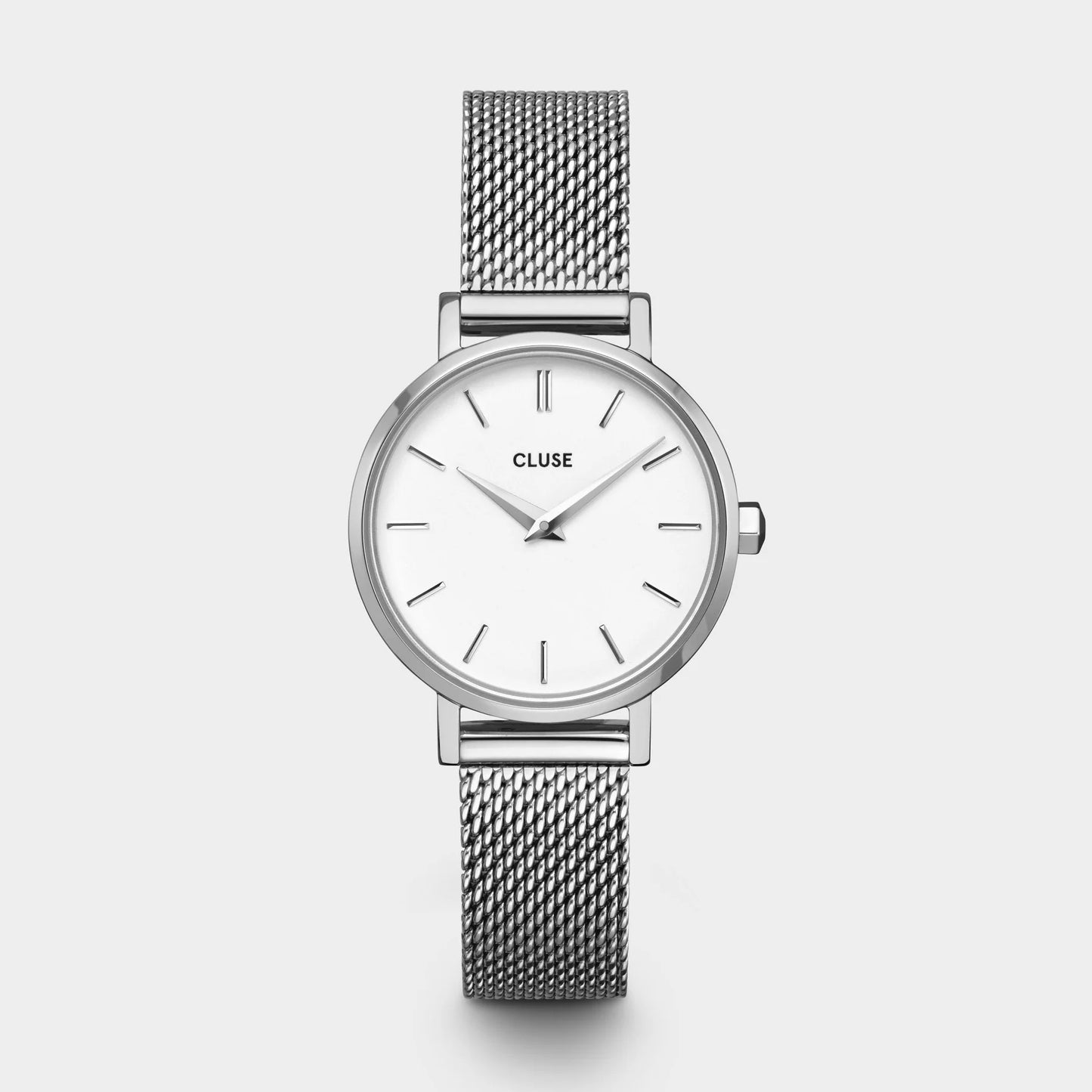 Boho Chic Petite Watch Mesh, White, Silver Colour