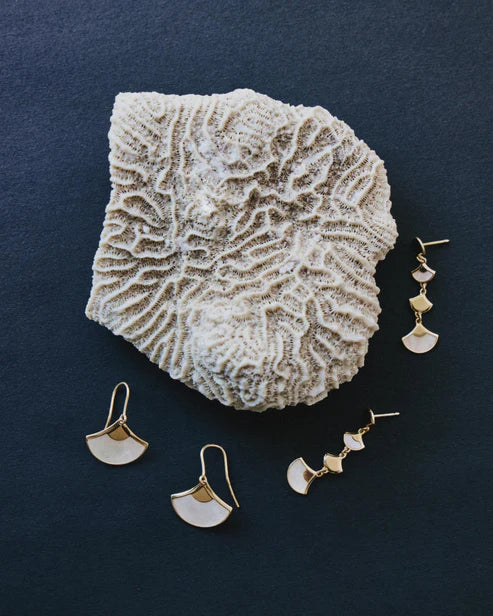 Pendientes largos abanico Mum's Break nácar