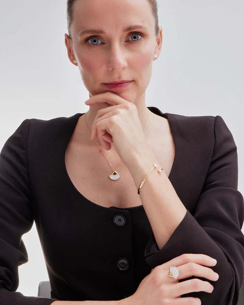 Pendientes botón abanico Mum's Break nácar