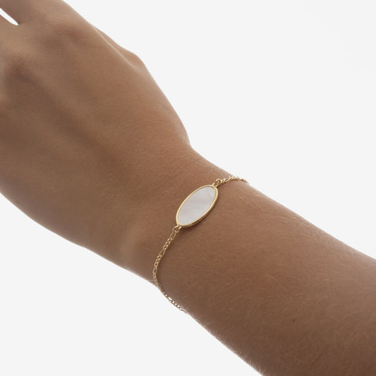 Pulsera Oval de Nácar dorado