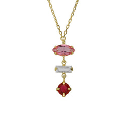 V.C. Collar colgante cristales multicolor(rosa) dorado