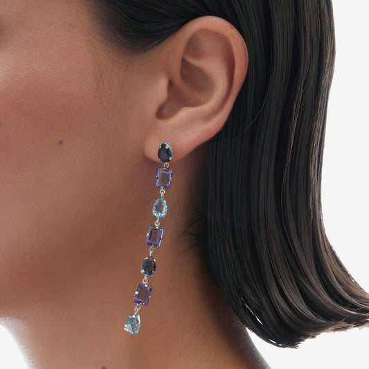 Pend. largos cascada color morado dorado