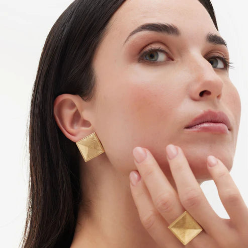 Anillo ajustable cuadrado Good Morning en Dorado