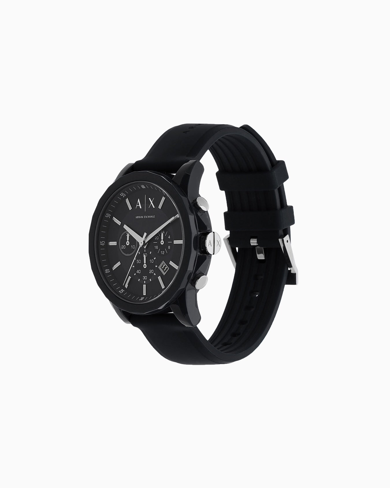 Armani Exchange Chronograph Black Silicone Watch
