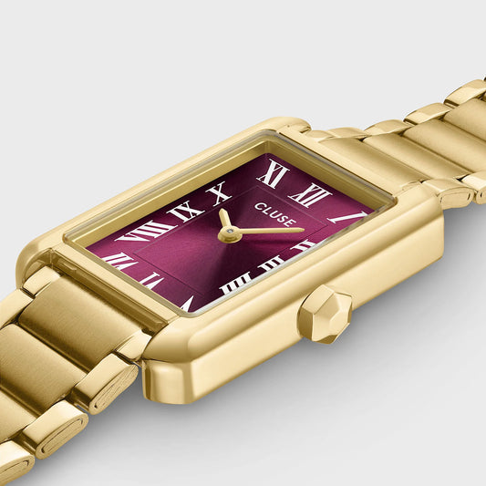Belisenna Watch Steel, Wine, Gold Colour