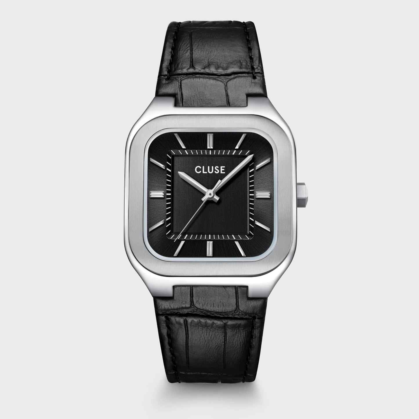 Quadrus Leather, Black, Silver Colour