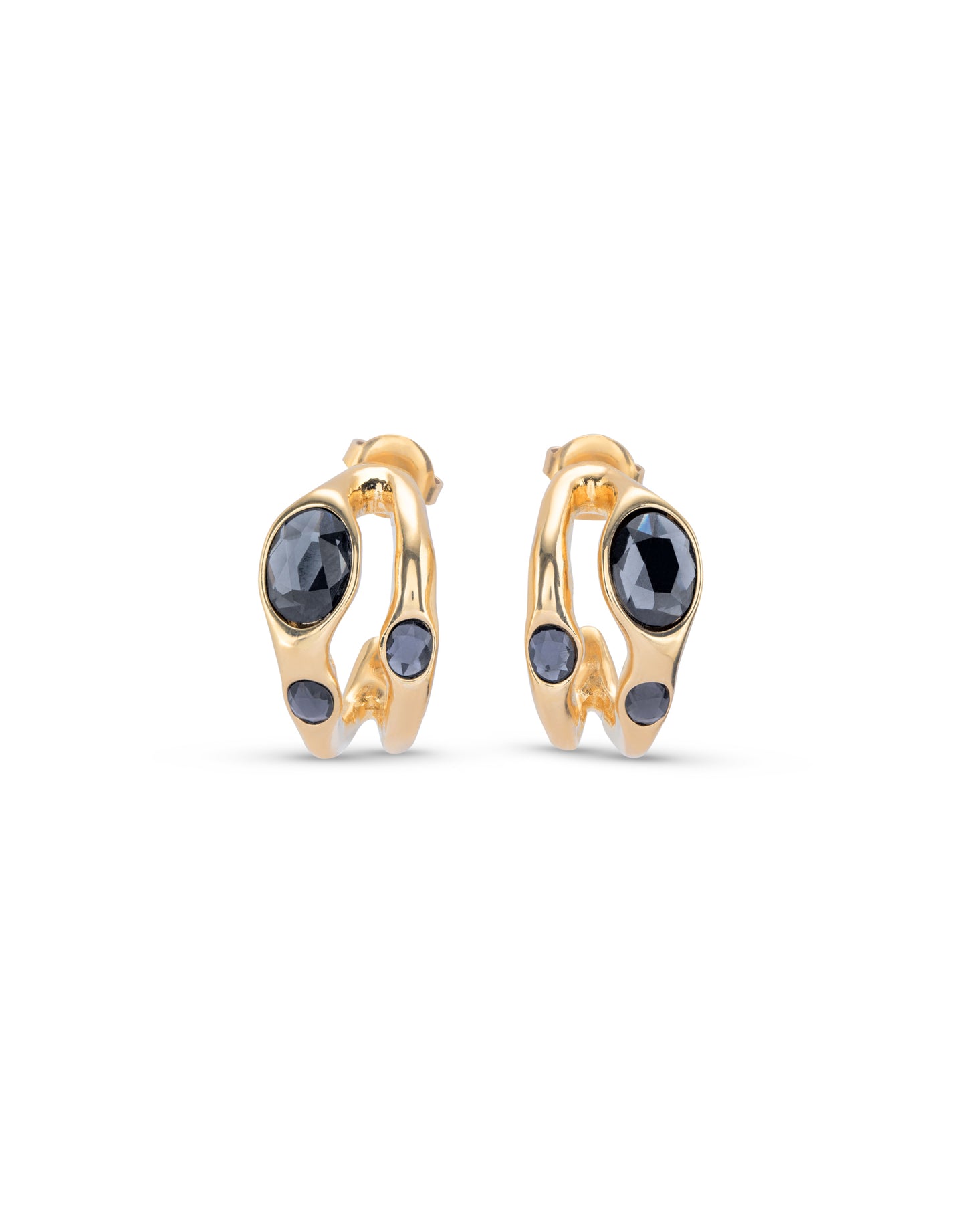 Unode50 Pendientes Dorados con cristal negro