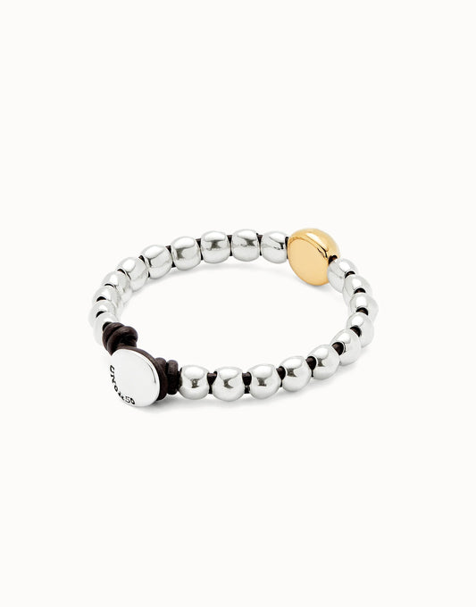 Unode50 Pulsera de bolas y bola central bañada en oro 18k