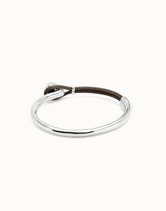 Unode50 Pulsera semirígida con cuero de color marrón