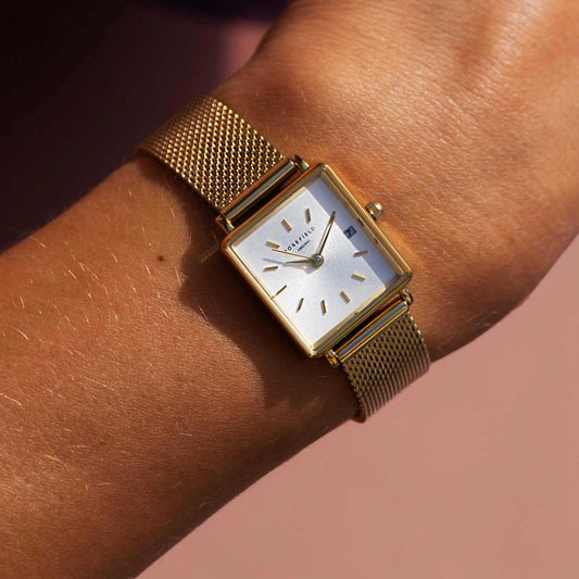 Rosefield Reloj The Boxy XS Blanco Sunray Dorado