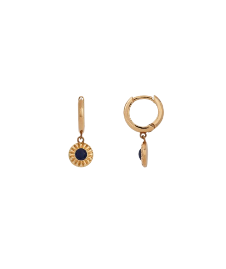 VIDAL&VIDAL - Pendientes chapado en oro colgante azul