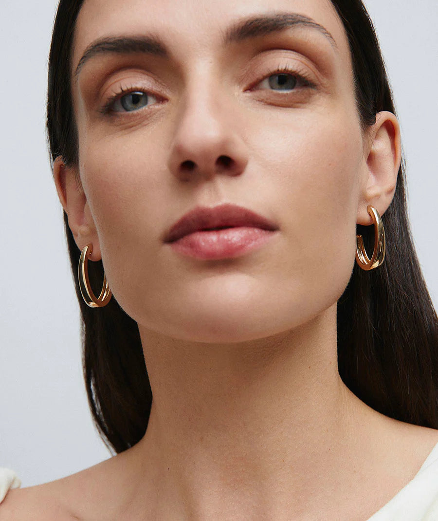 Pendientes semiluna ovales Arc lisos