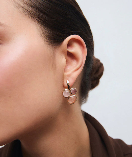 Pendientes semi largos Peach con piedras naturales