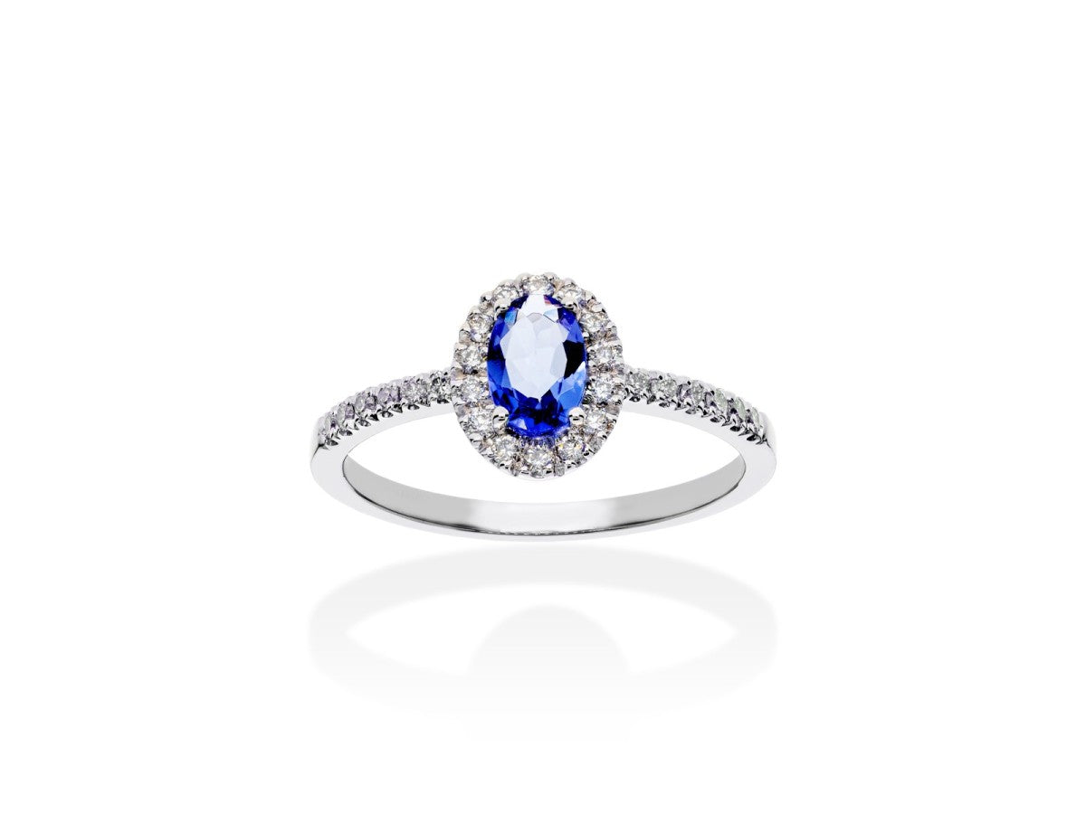 Anillo en Oro blanco 18Kt y diamantes