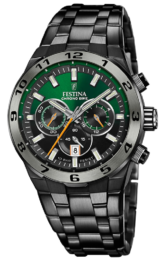 FESTINA CHRONO BIKE VERDE CORREA DE ACERO INOXIDABLE