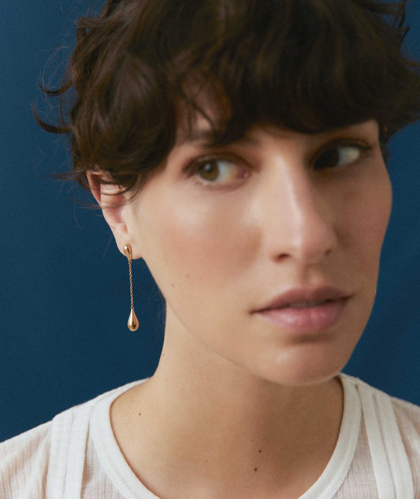 Pendientes Drop largo gota chapado en oro