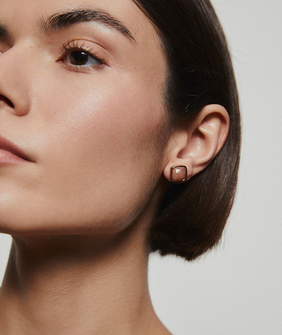 Pendientes Kalahari con piedra Luna Salmon