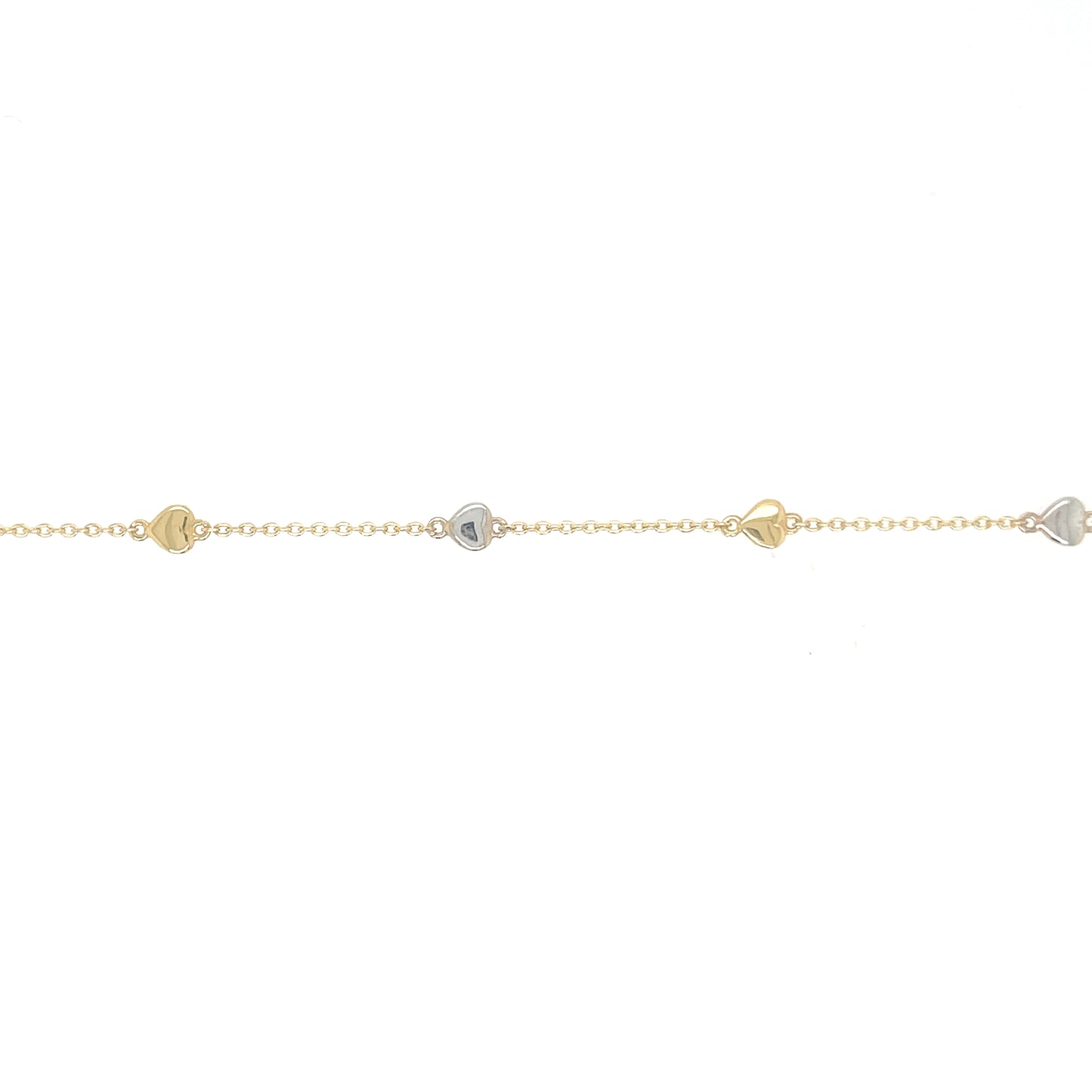Pulsera oro corazones combinados oa y ob