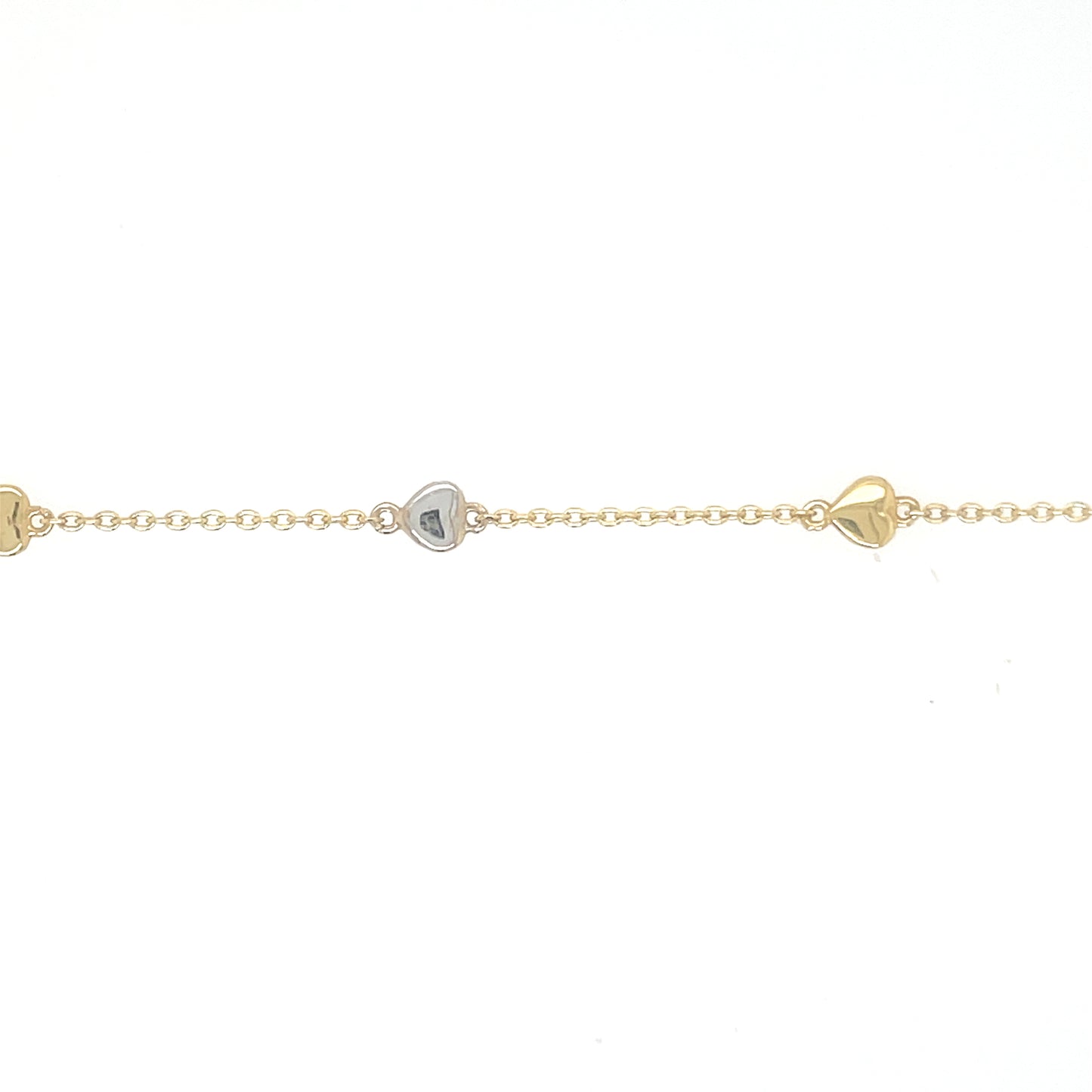 Pulsera oro corazones combinados oa y ob