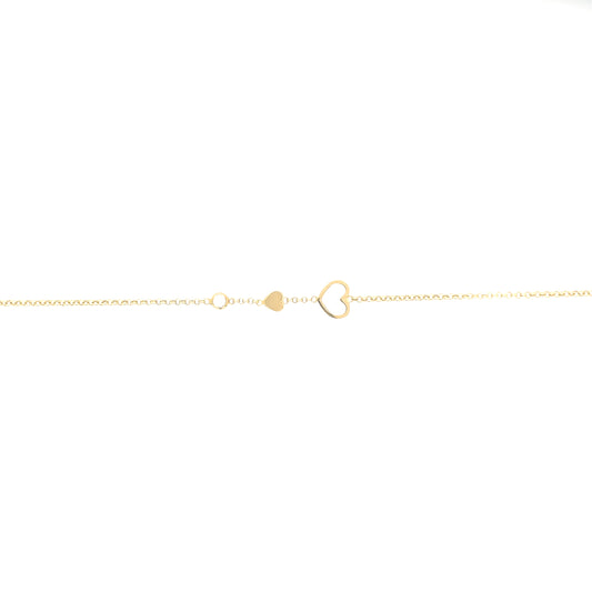 Pulsera oro con corazones y circonita