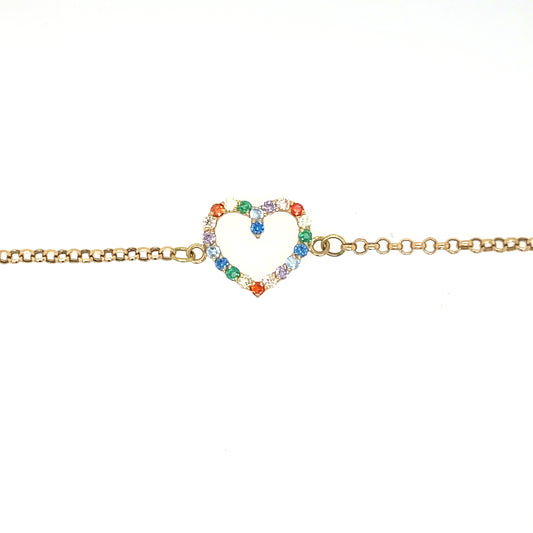 Pulsera oro corazón colores