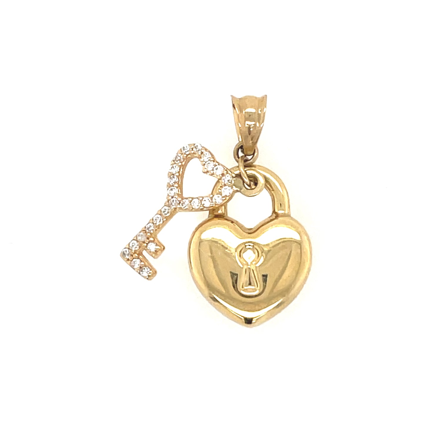 Colgante oro corazón y llave