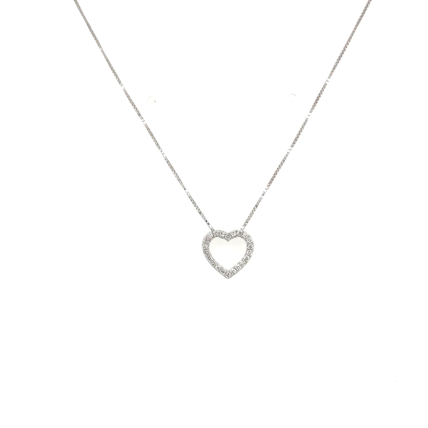 Colgante oro blanco con corazón brillantes