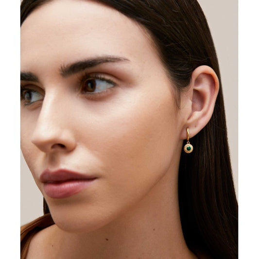 Pendientes chapado en oro colgante verde