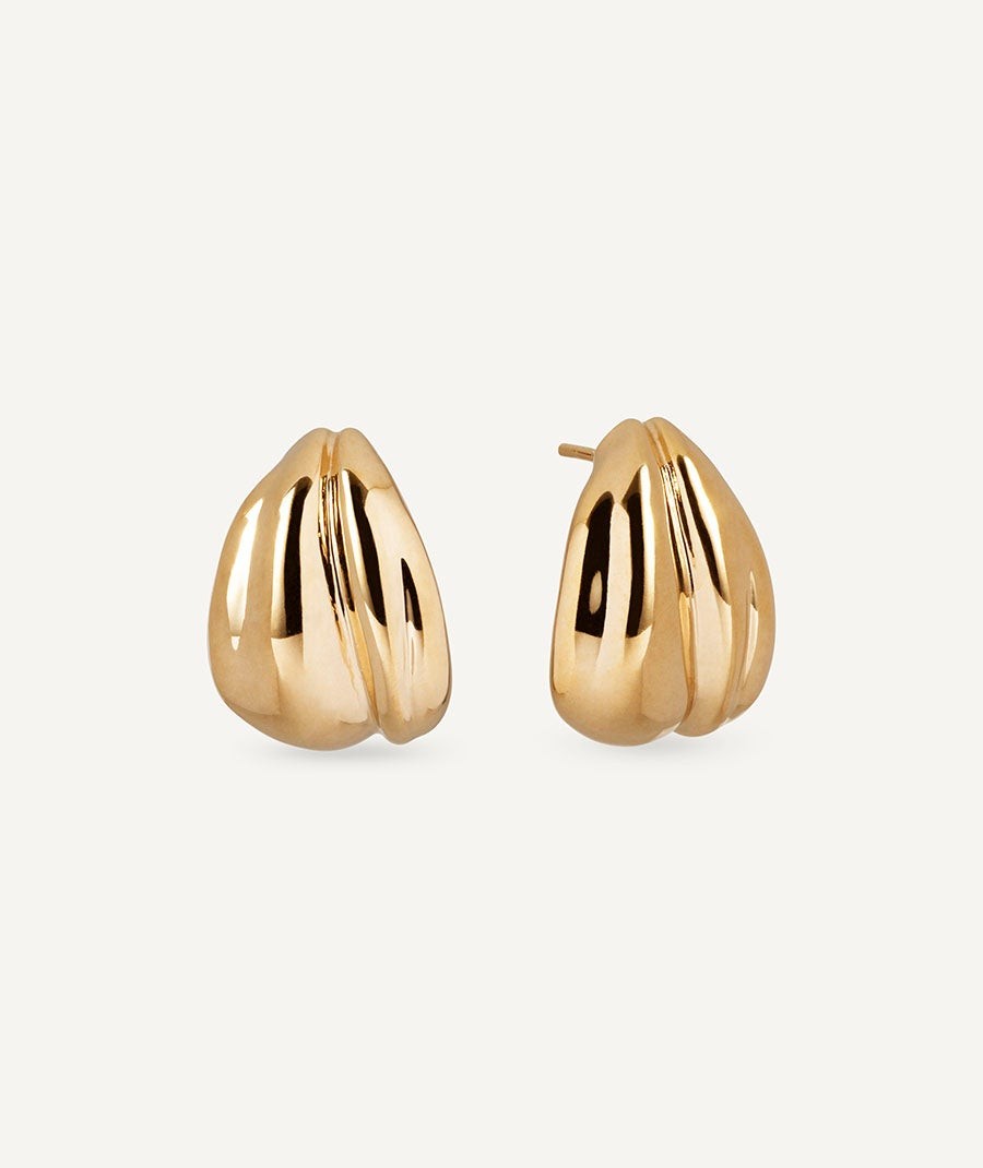 VIDAL&VIDAL - Pendientes Curva Maxi chapado en oro