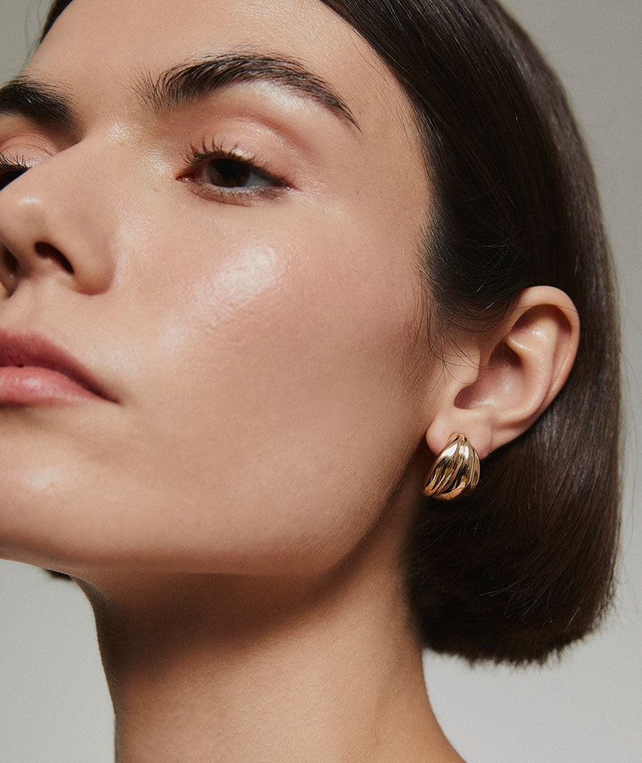 VIDAL&VIDAL - Pendientes Curva Maxi chapado en oro