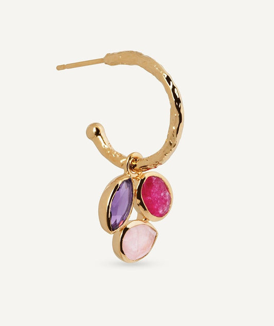 Pendientes aro Triad con piedras morado