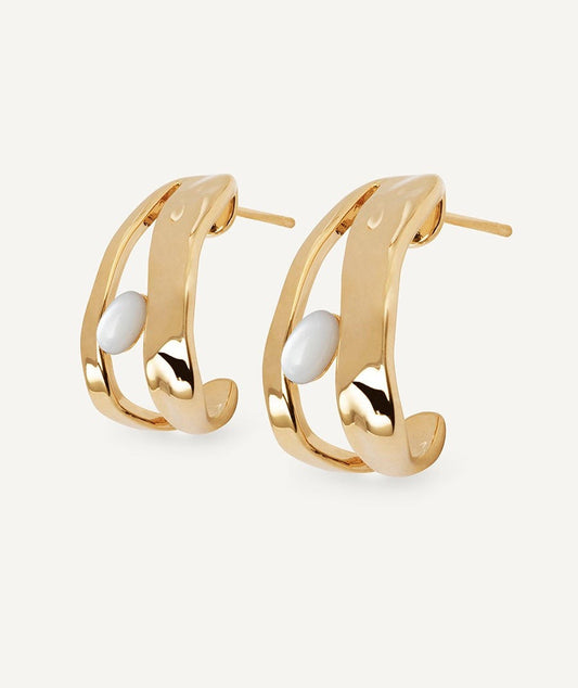 Pendientes medialuna Reflexe con madreperla