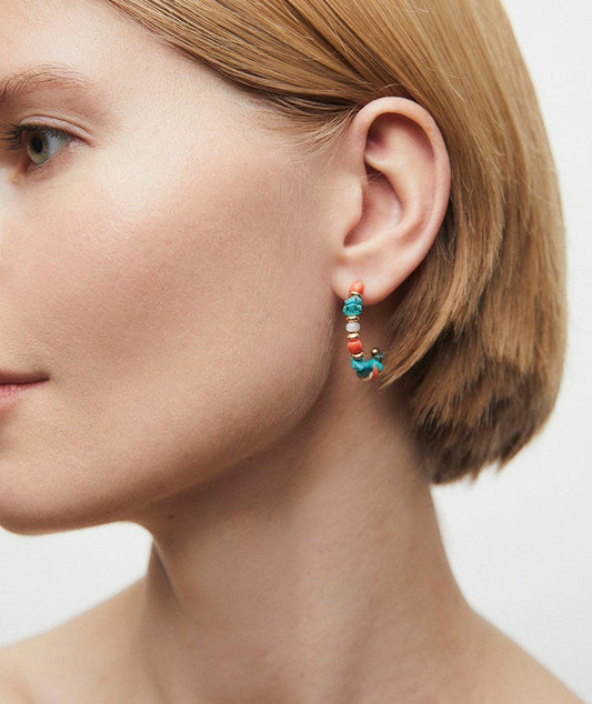 Pendientes medialuna con piedras naturales