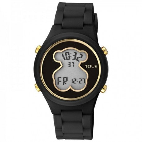 Tous Reloj digital D-Bear de policarbonato con correa de silicona negra