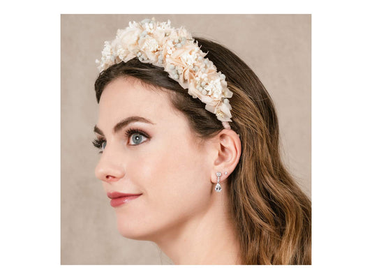 Pendientes de Lágrima blanca novia en plata