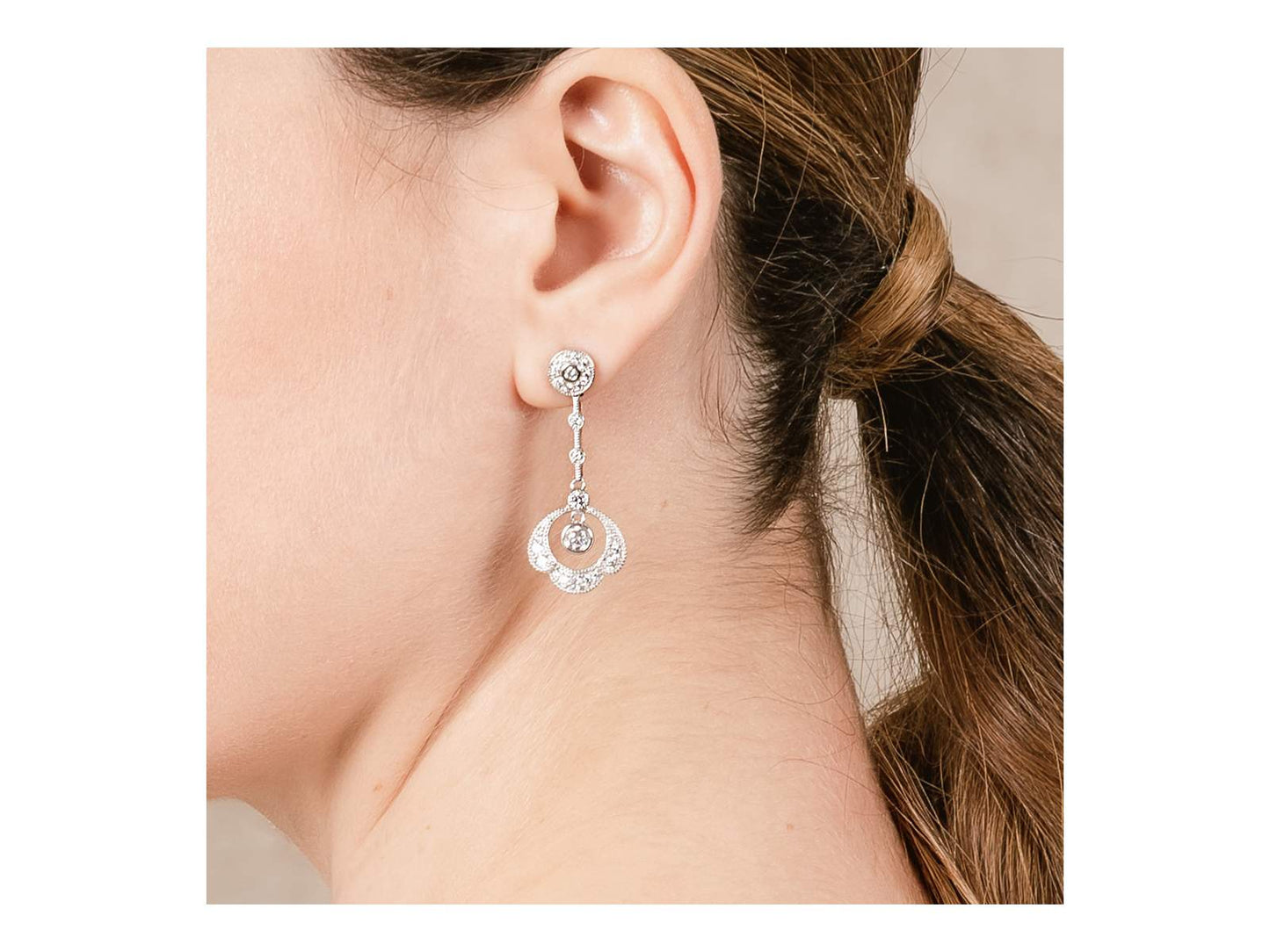 Pendientes Largos Novia en plata