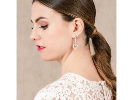 Pendientes Largos Novia en plata