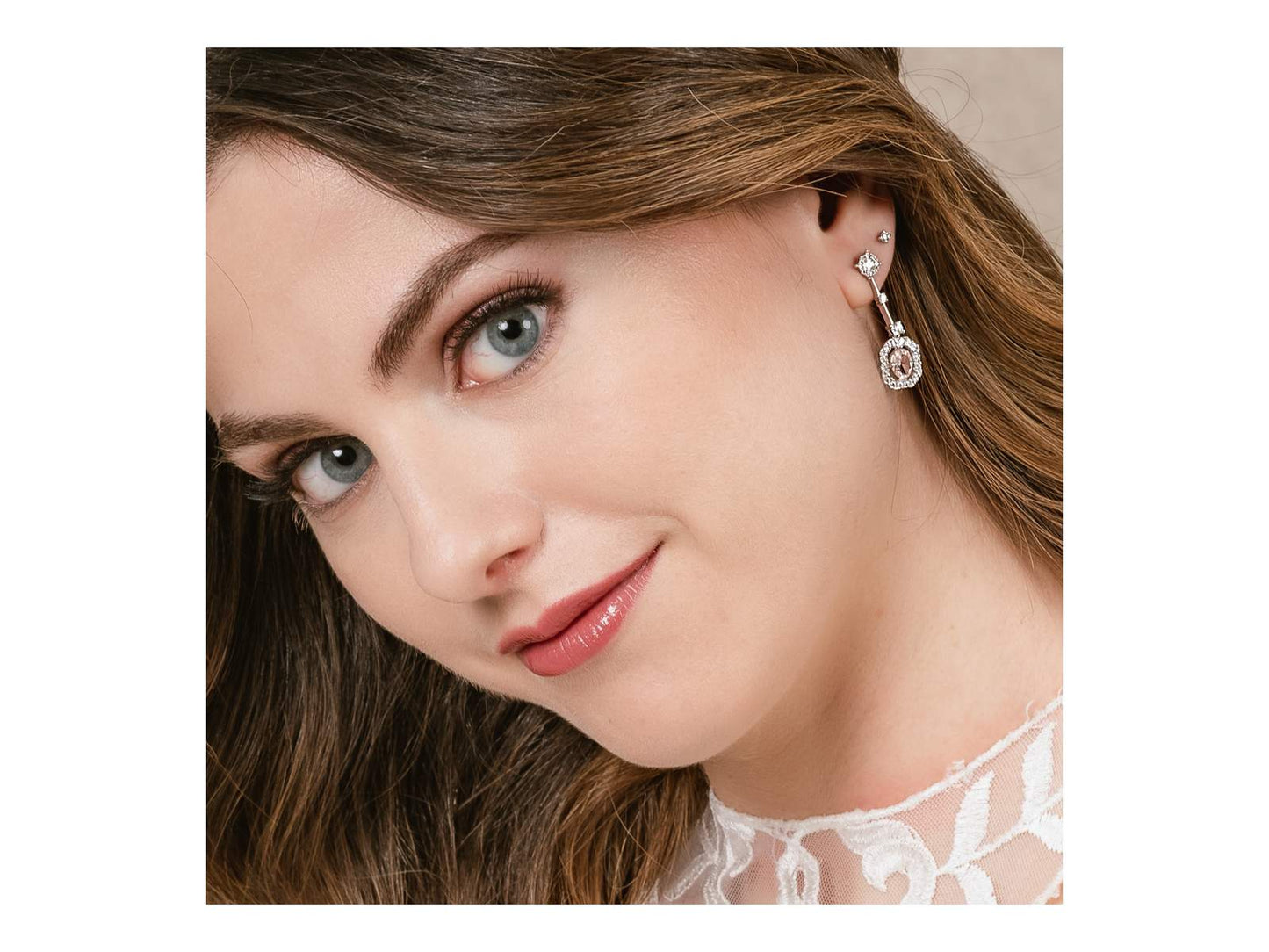 Pendientes de novia Boho Chic Rosa en plata