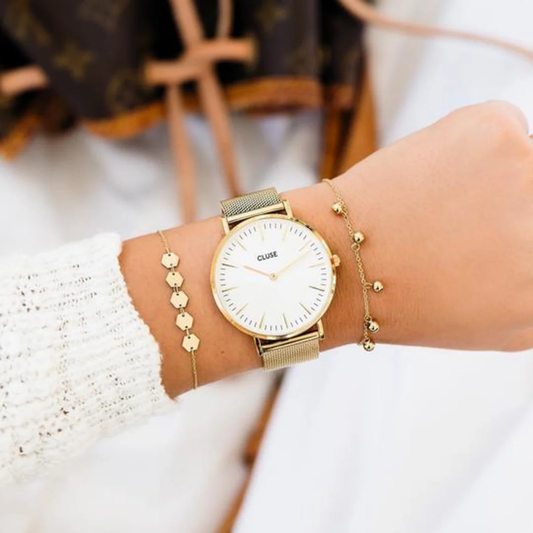 Cluse Reloj Boho Chic Mesh White -